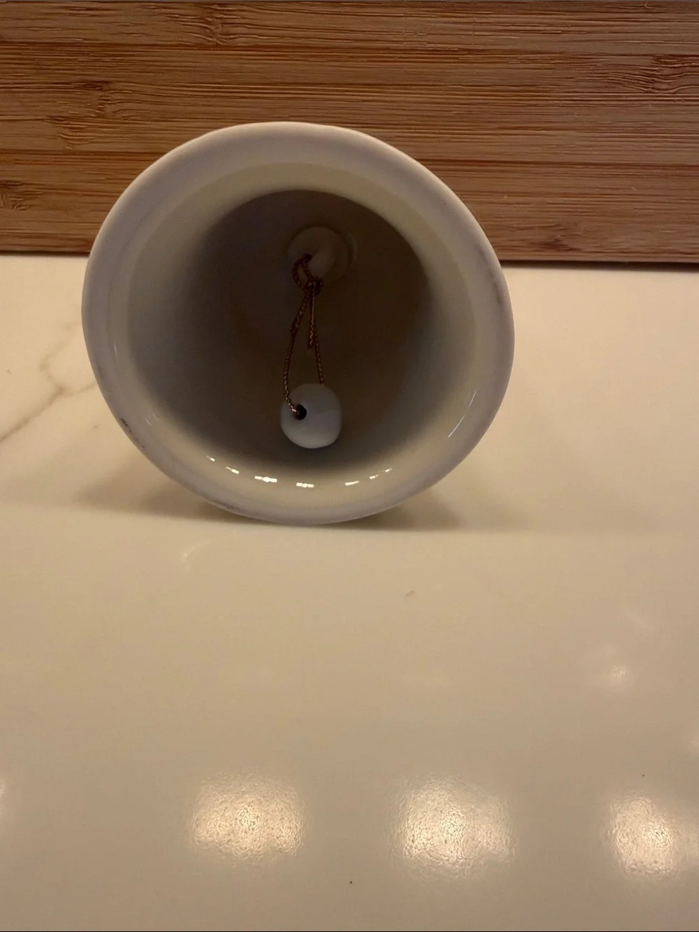 White Porcelain 20th Anniversary Bell with Heart Handle